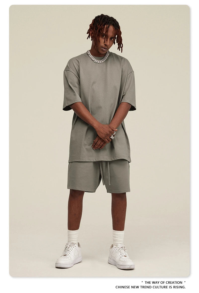 ZODF New 2025 Heavy Weight 305gsm Solid Cotton T Shirts For Men Unisex Summer Oversized Noshrink Basic T-Shirt Brand Tops HY0475