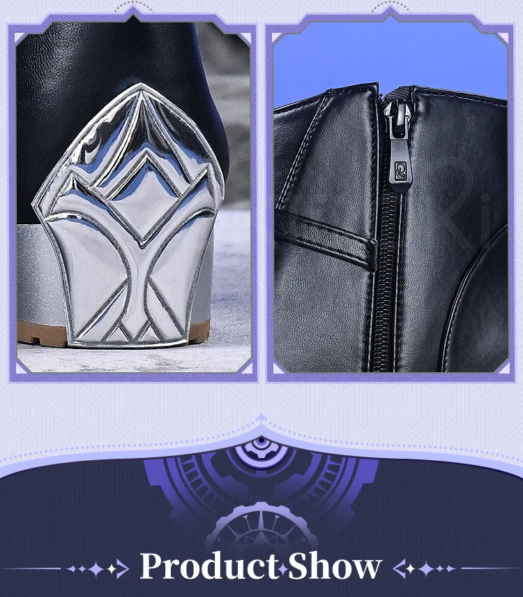 Flins Durin Cosplay Shoes Game Genshin Impact DokiDoki-SR Men Short Long Black Boots Kyryll Chudomirovich Halloween Cosplay