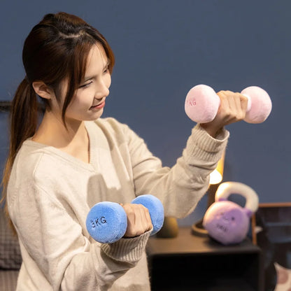 Simulation Fitness Equipment Plush Toy Kettlebell Dumbbell Stuffed Doll Kawaii Room Decor Birthday Xmas Gifts for Kids