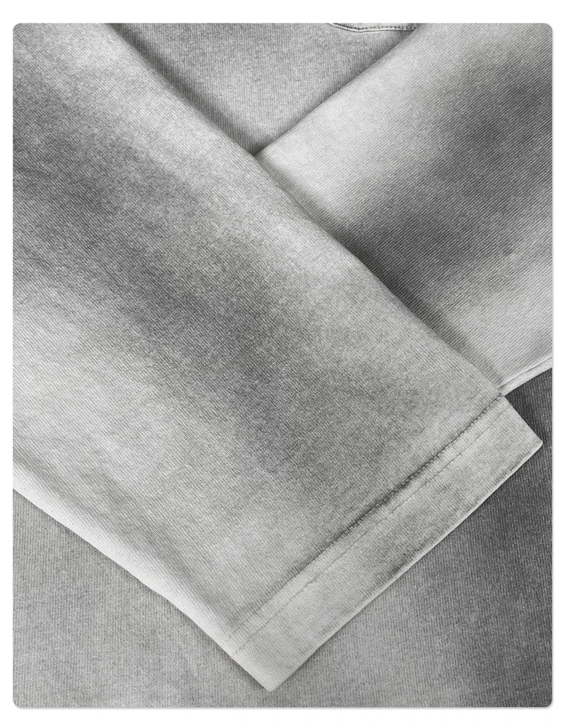 ZODF Retro Man's 325gsm Cotton Full Sleeve T-Shirts Unisex Distressed Wastland Style Monkey Washed T Shirt Tees HY1160