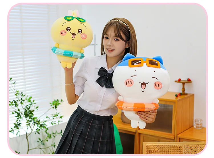 25/35/45cm Big Size Chiikawa Cartoon Anime Plush Stuffed Doll Hachiware Room Decoration Plushies Pillow Ornaments Holiday Gift