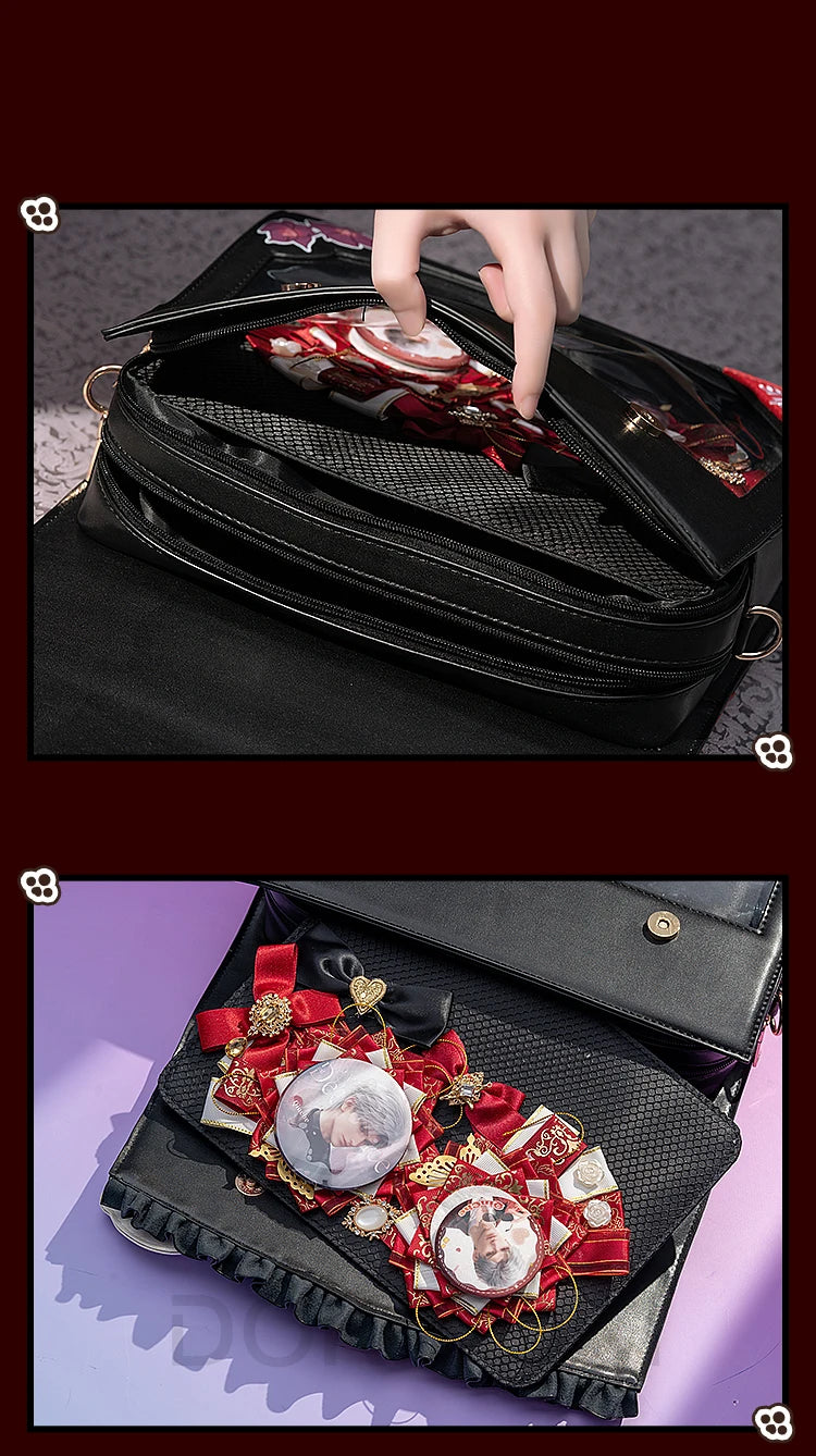 IN STOCK Sylus Cosplay Doujin Bag Game Love and Deepspace DokiDoki Sylus Itabag Red Black School Bag Cosplay Prop