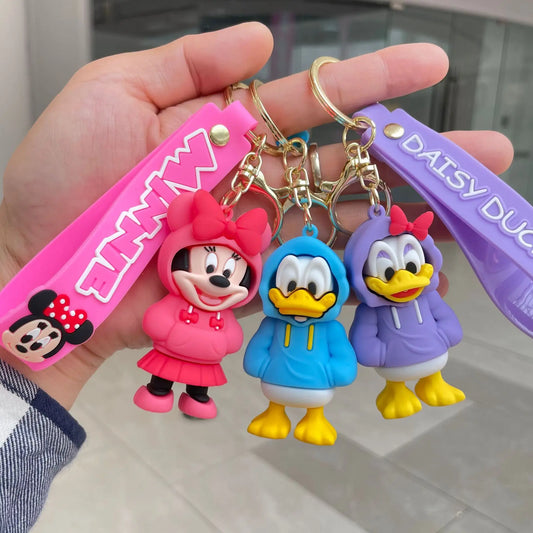Anime Disney Keychain Cartoon Mickey Mouse Minnie Lilo & Stitch Cute Doll Keyring Ornament Key Chain Pendant Kids Toys Gift
