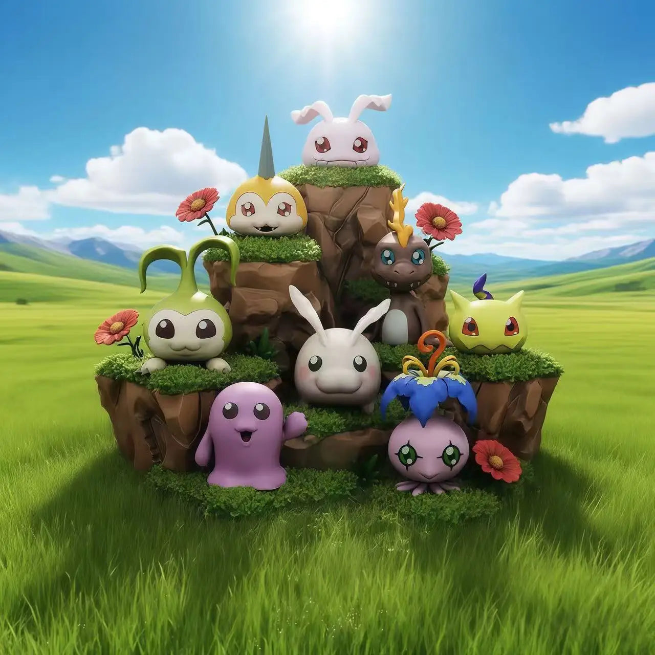 Cute Anime Digimon Adventure Figure Pyocomon Gabumon Koromon Mochimon Tokomon Plotmon Action Figures Pvc Model Toy Gift