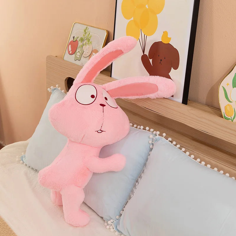Cute Funny Plush Rabbit Toy Pink Cartoon Bunny Doll for Kids Birthday Xmas Gift Stuffed Animal Cuddly Pillow 120cm