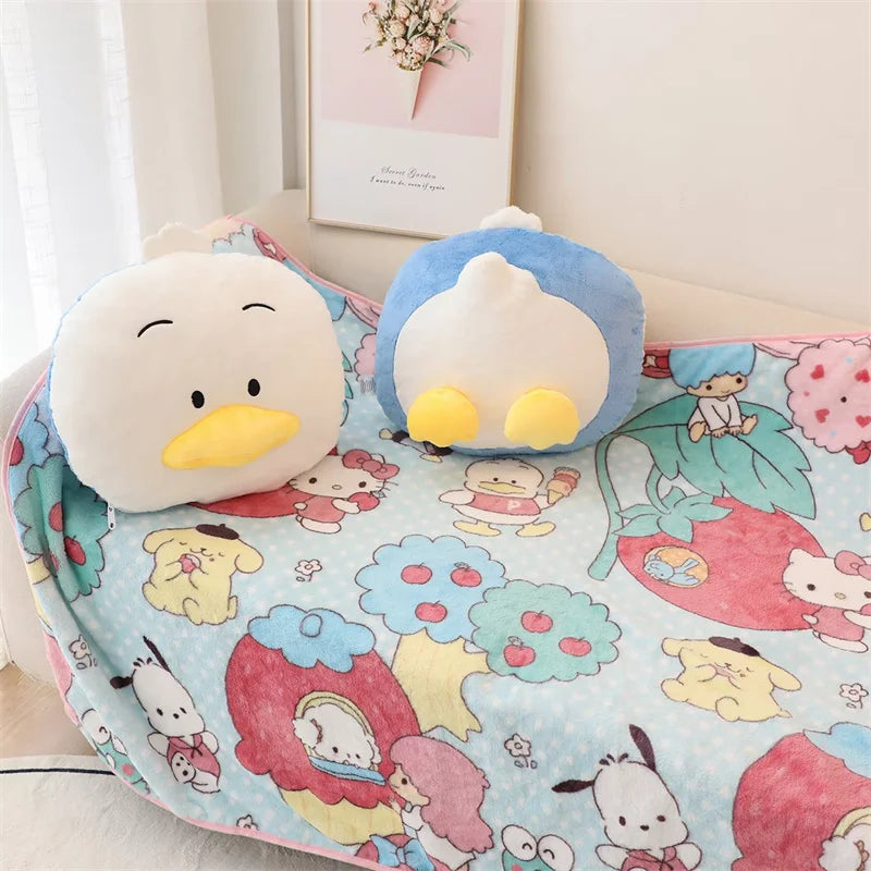Kawaii Sanrio Plush Throw Pillow Pillow Blanket Pekkle Plush Doll Cute Anime Plush Doll Toys Gifts For Girls