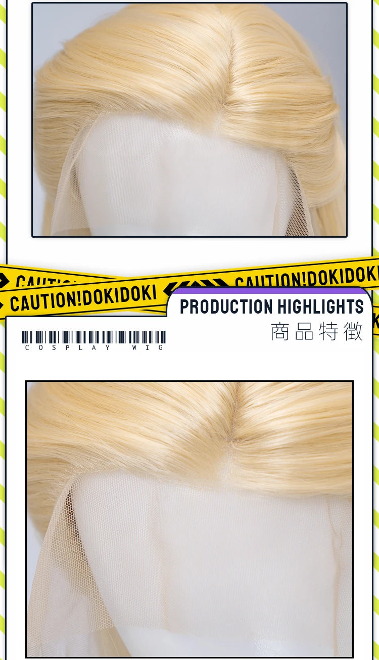 Glinda Elphaba Cosplay Wig Anime Wicked DokiDoki Front Lace Wig Golden Long 60cm Hair Glinda Cosplay Elphaba Hat Free Cap
