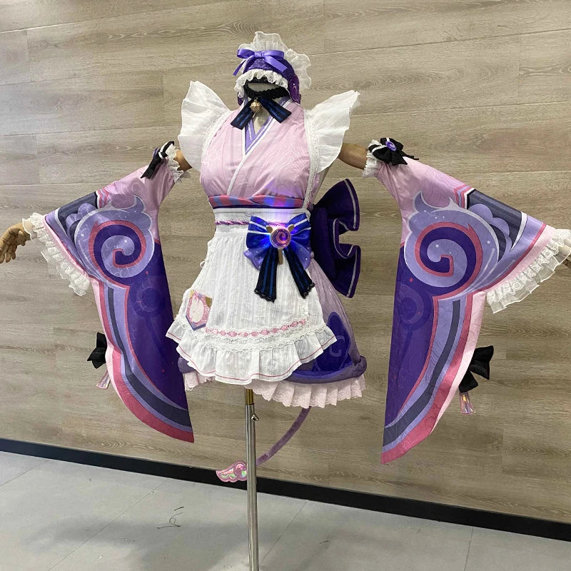 iCoser Genshin Impact Yumemizuki Mizuki Cosplay Costume Wig Dress Headwear Tail Natlan Halloween Party for Women Girls Cos Props
