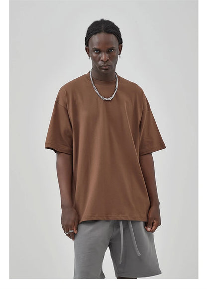 ZODF 2025 Spring Summer Men Solid 100% Cotton T-Shirts Unisex Women Loose 230gsm Noshrink Basic T Shirt Brand Tops HY0151