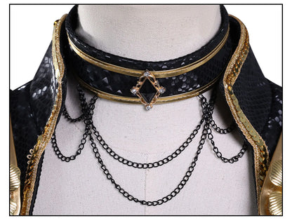 KPop Demon Hunters Mira Cosplay Costume Black Gold Skirt Huntrix Golden Uniform Headwear Halloween Party for Women Girls Props