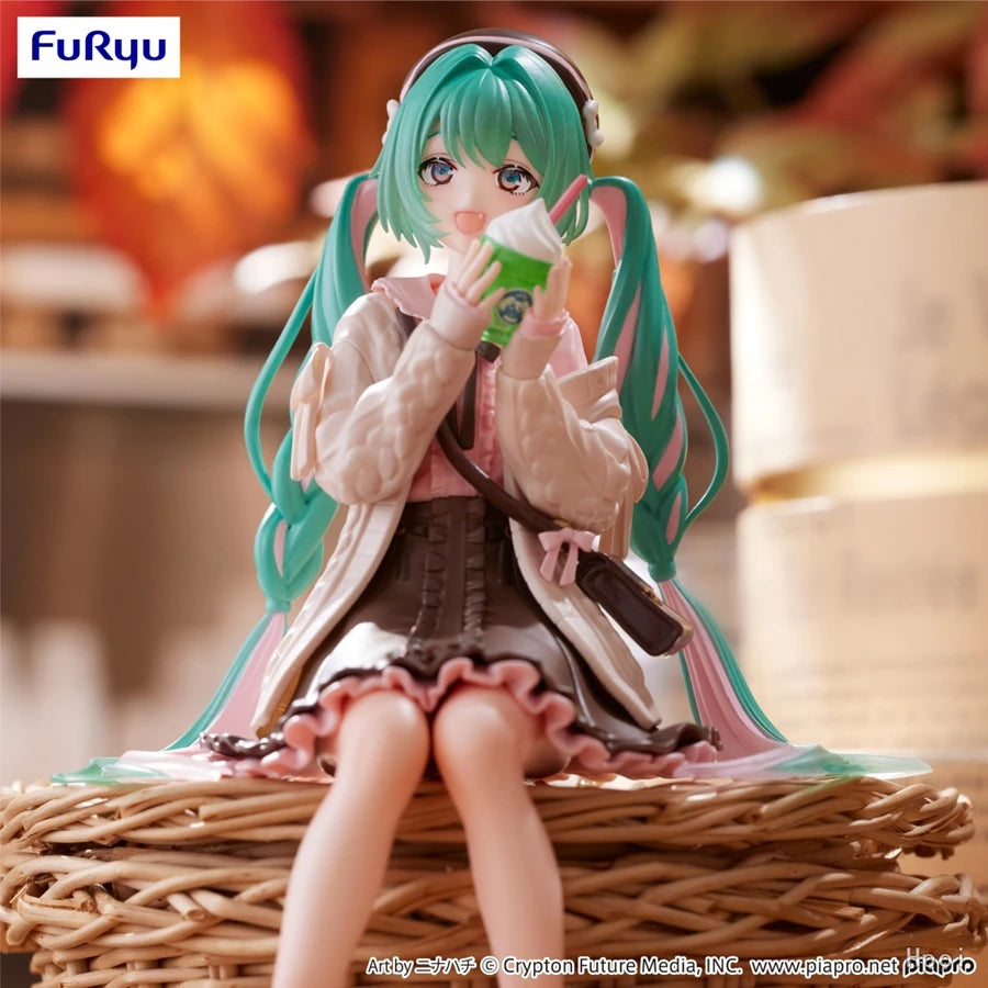 15cm Hatsune Miku Anime Figure Autumn Date Miku Action Figure Kawaii Girl Noodle Stopper Figurine Computer Case Ornaments Model