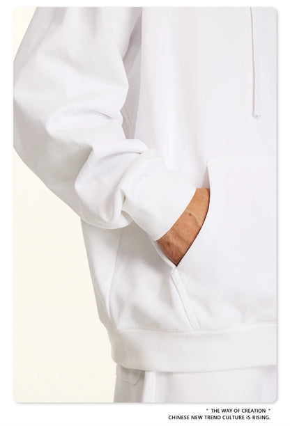 ZODF New Autumn Winter Solid Heavy Weight Hoodies For Men Unisex Basic Loose 440gsm Knitted Hooded Pullovers HY0886