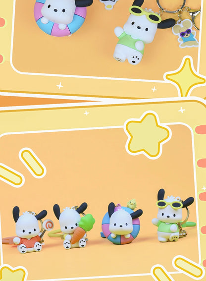 Hot Sanrio Pochacco Toy Mini Anime Action Figure Keyring Pendant Decoration Collection Keychain Model Doll Birthday Gift For Kid