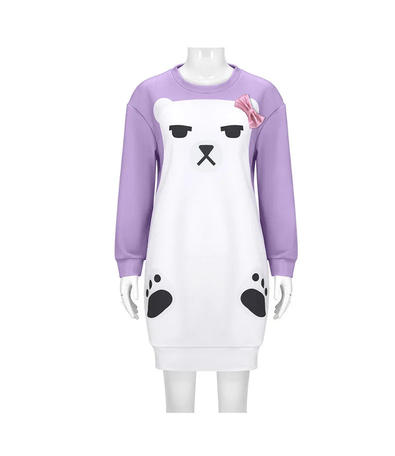 None Mira Light Purple Bear Pajamas Unisex Polyester Set