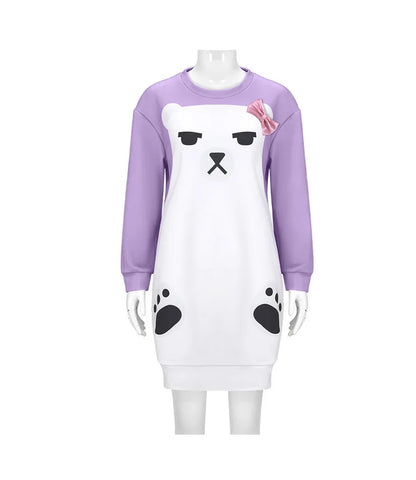 None Mira Light Purple Bear Pajamas Unisex Polyester Set