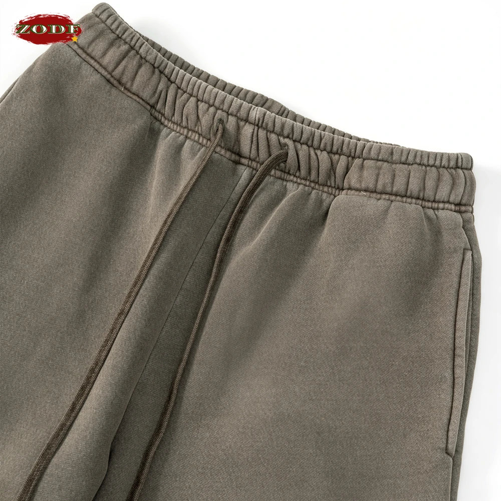 ZODF Retro 2025 Winter Washed Fleece Straight Pants For Men Unisex Loose 360gsm Knitted Warm Soft Trousers Brand Clothes HY0869