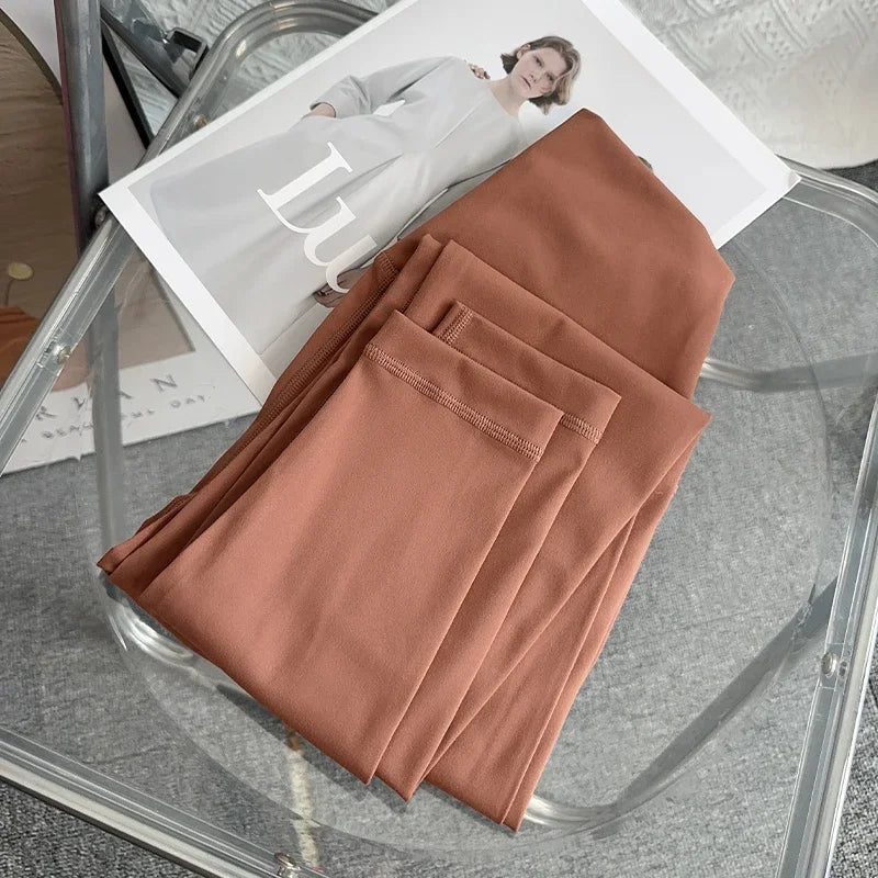 Women High Waist Seamless Breathable Yoga Pants Naked Feeling Leggings for Gym Running Cycling - Style15Baked Brown / S