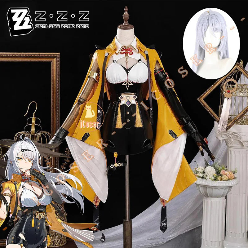 iCoser Yixuan Cosplay Costume Wig Zenless Zone Zero Uniform Headwear Yunkui Summit Halloween Party for Women Girls Festival Prop