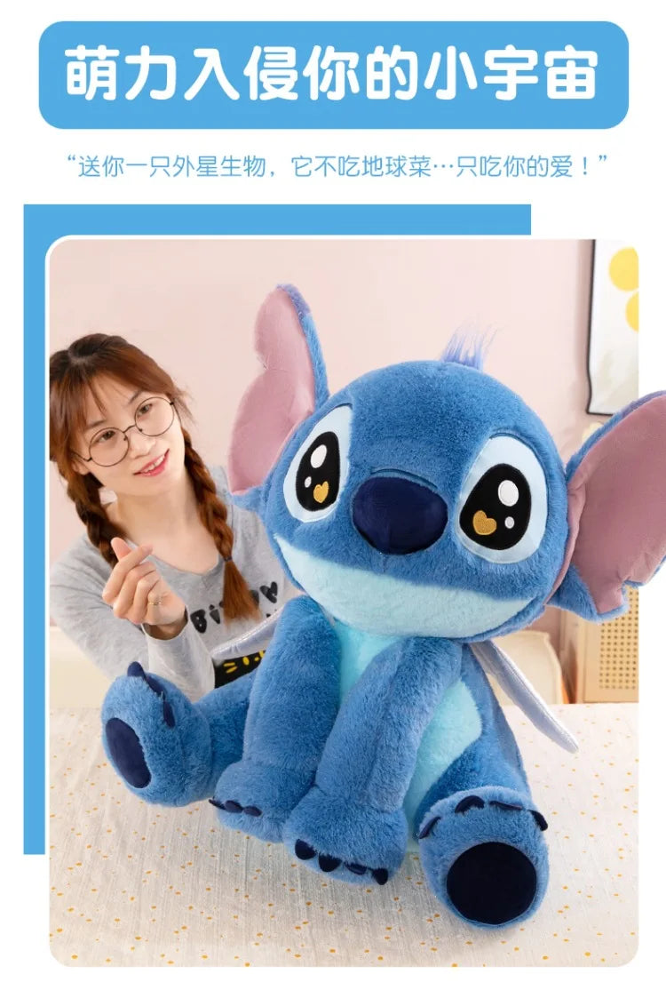 25/40/60cm Big Size Angel Stitch Disney Anime Plush Stuffed Dolllilo & Stitch Cartoon Plushies Pillow Ornaments Holiday Gifts