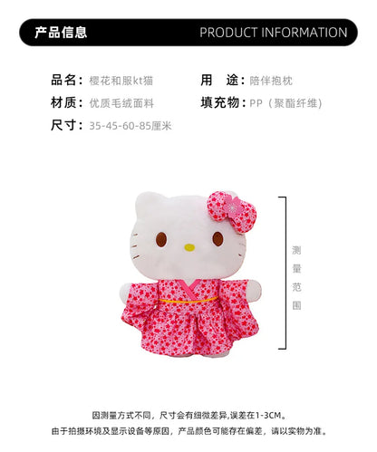 Sanrio Kawaii Hokkaido Japanese Kimono Hello Kitty Plush Toy Cute Sakura Kitten Stuffed Animal Kids Birthday Gift for Children