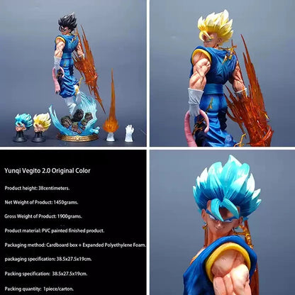 38cm Dragon Ball Yun Qi Vegetto 2.0 Anime Figure 3-Headed Model Statue Collection Desktop Decoration Fans Toys - B / 38