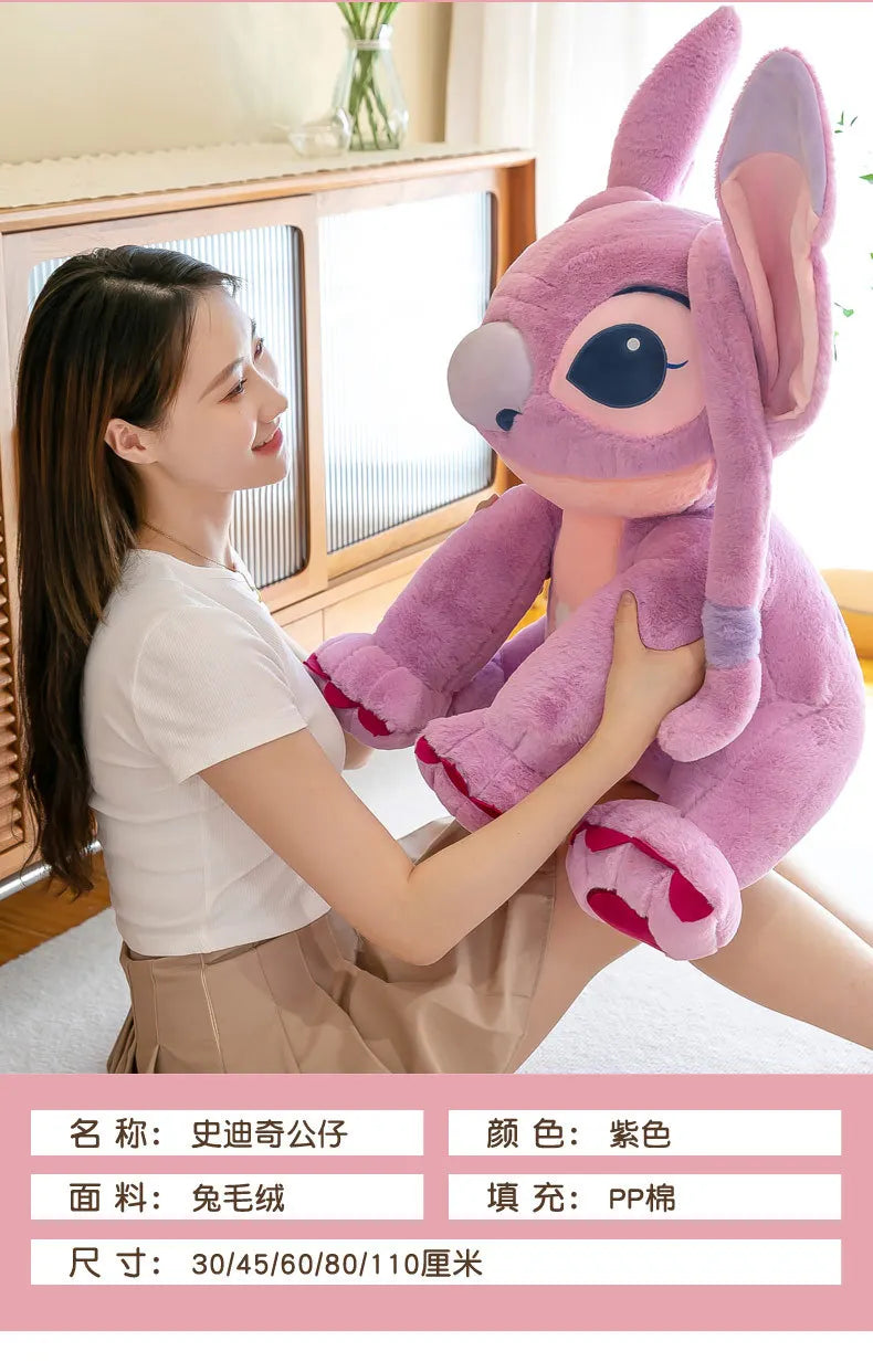 30/45/60/80CM Big Size Disney Stitch Cartoon Anime Plush Stuffed Doll Room Decoration Peluche Pillow  Plushies Ornaments Gifts