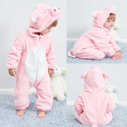 Kids Kigurumi Bebe Ropas Baby Boy Rompers for Winter Newborn 0 to 3 6 9 12 18 24 Months Unicorn Onesie with Zipper Cute Jumpsuit