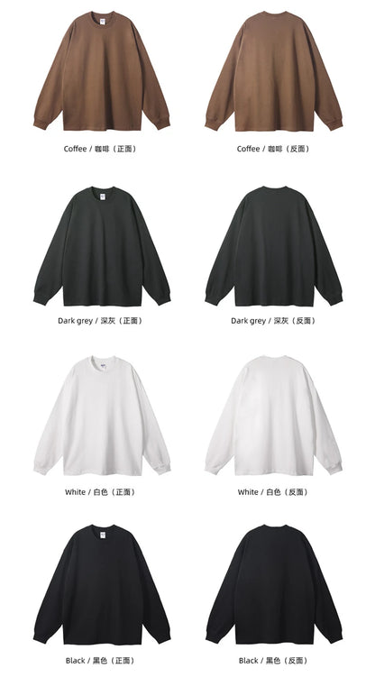 ZODF New 2025 Autumn Men 305gsm 100% Cotton T Shirt Unisex Loose Heavy Weight Basic Long Sleeve Solid T-Shirts Tops HY0634