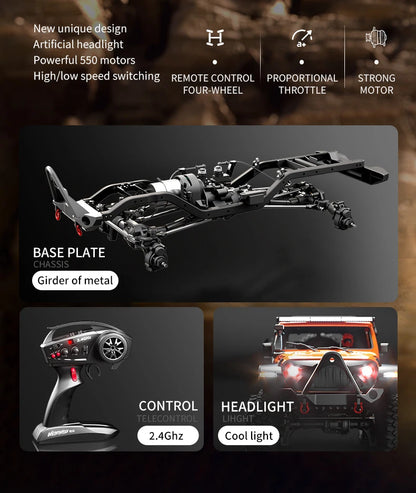 1/10 RC Car HB RTR R1011 Remote Control Vehicle 2.4G Full Proportional Rock Crawler LED Light 4WD Off-Road Climbing Truck Toys