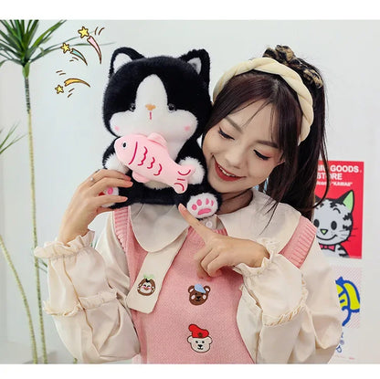 45cm Kawaii Stuffed Toys Lace Scarf Cat Plush Doll Fluffy Soft Cat Baby Doll Cute Cartoon Cat Stuffed Toy Home Decor Kid Gifts