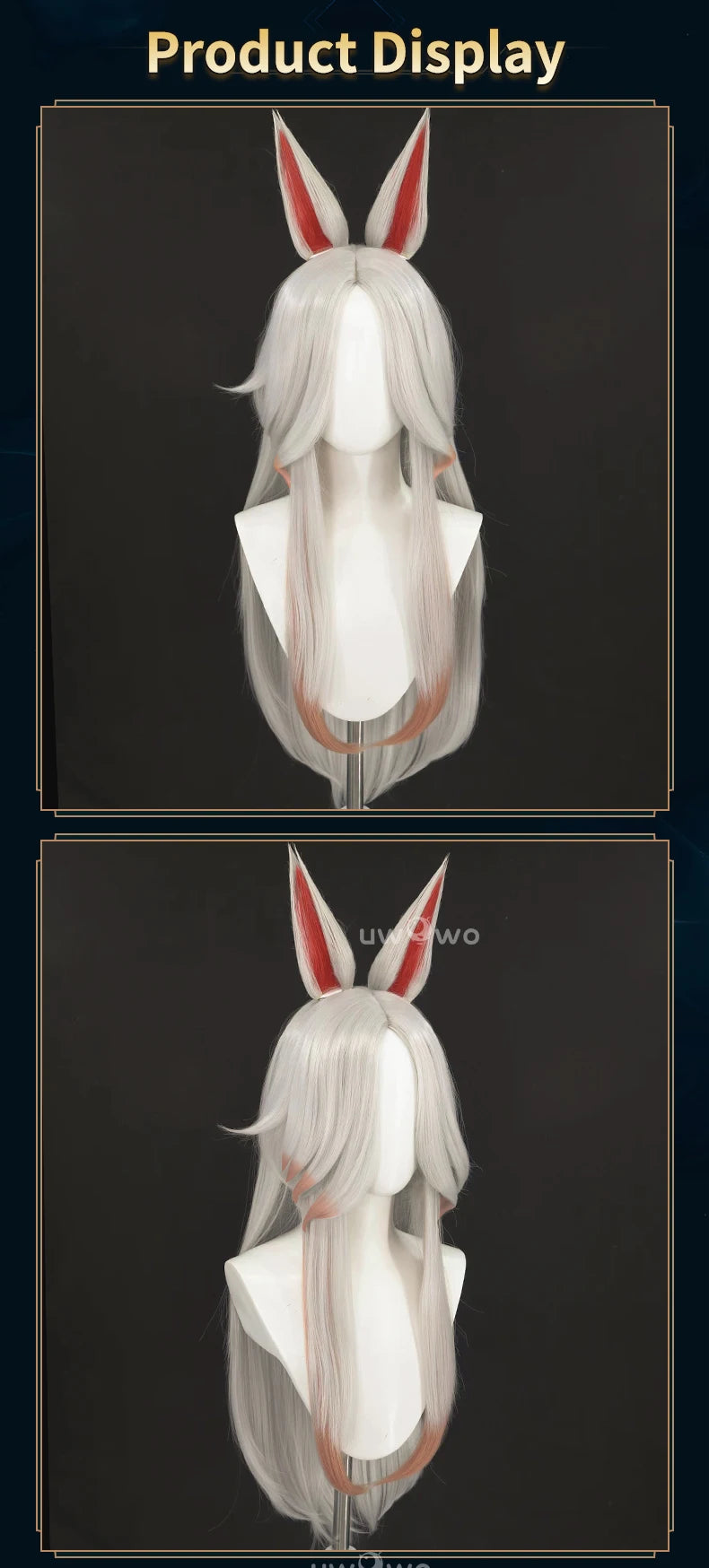 UWOWOW Ahri Wig Game League of Legends/LOL: Immortalized Legend Ahri Cosplay Wig Long Hair with Ear White Silver Hair 80CM