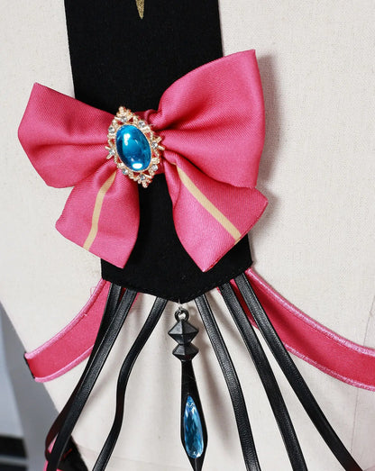 Wuthering Waves Carlotta Cosplay Costume Wig Dress Carlotta Montelli Rinascita Earrings Halloween Party for Women Girls Carnival