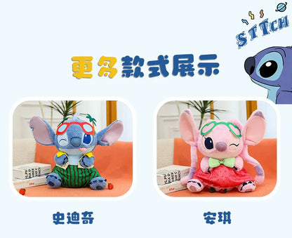 Disney 60cm Summer Watermelon Stitch Kawaii Plush Toy Cartoon Cute Soft Pillow Home Decoration Doll Children's Christmas Gifts