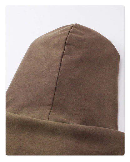 ZODF Retro Men's Heavyweight Gradient Washed Hoodies Unisex Loose Distressed Holes 450gsm Knitted Hooded Pullovers HY0891