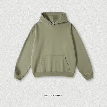 ZODF New Winter 440gsm Terry Hooded Hoodies For Men Retro Unisex Couple Loose Oversized Solid Pullovers Streetwears HY0664