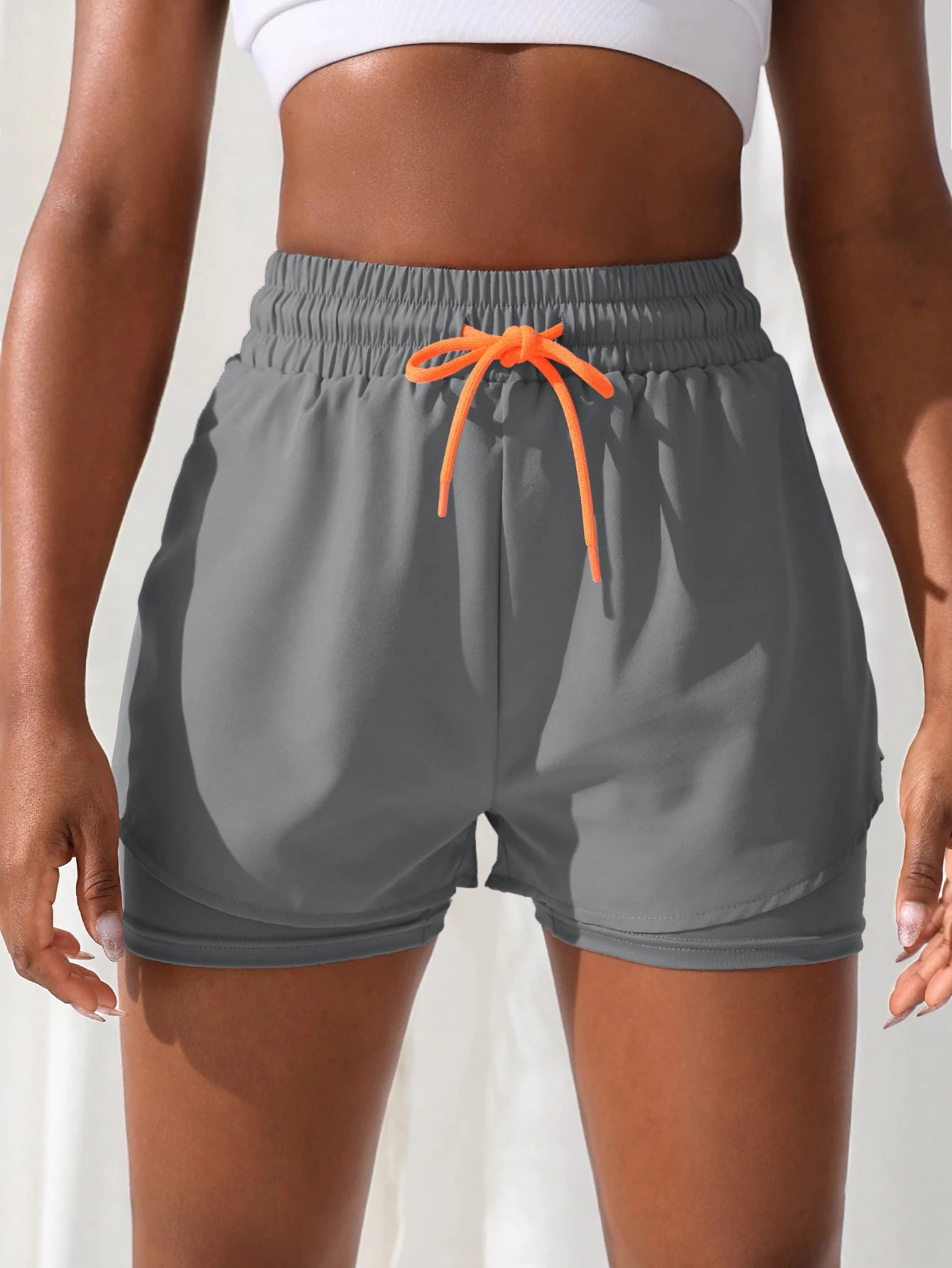 Women’s High Rise Elastic Proximity Control Yoga and Running Shorts Fake Two-Piece Pants