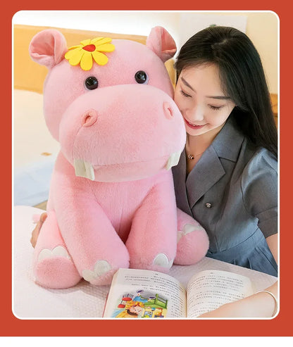 New 55cm Large Size Hippo Plush Toy Fluffty Kawaii Plushie Doll Simulation Hippo Doll Anime Cute Stuffed Animals Soft Plush Gift