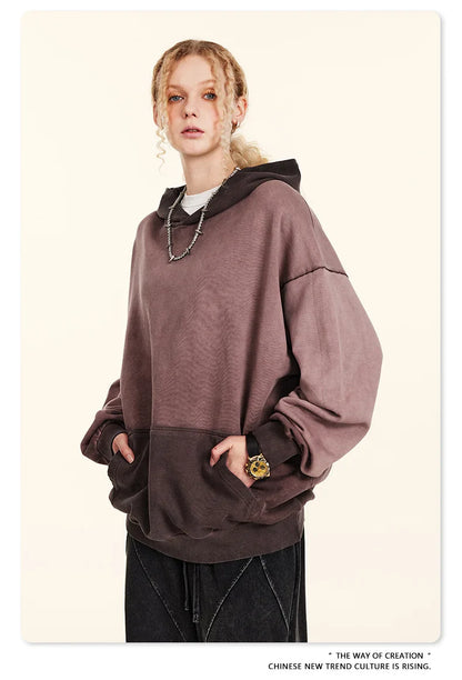 ZODF American Retro Washed Cotton Hoodie For Men Unisex Autumn High Street Oversized Knitted 380gsm Hooded Pullovers Coat HY0913