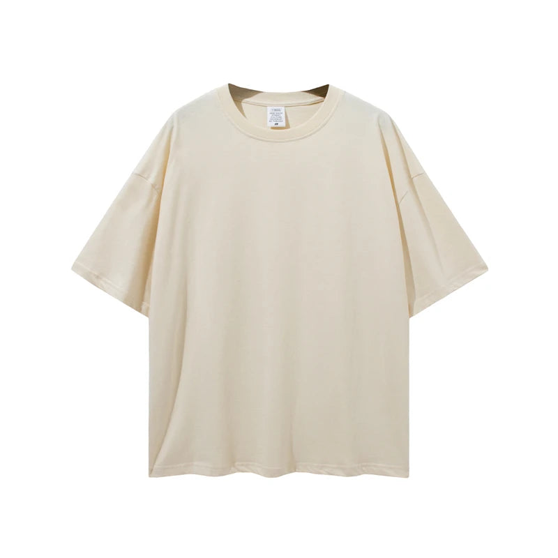 ZODF Trendy 2025 Men Basic Solid Cotton T-Shirts Unisex Male 190gsm Summer Loose Comfortable Soft Tees Shirt Streetwears HY0040