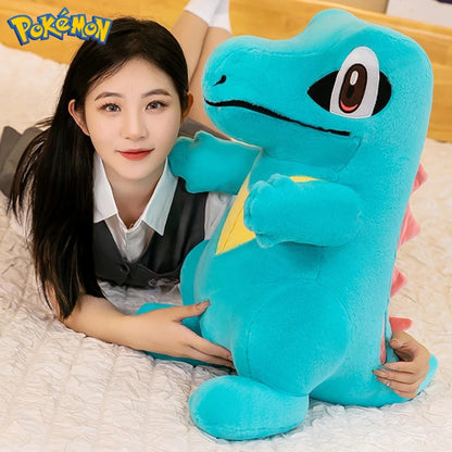 80CM Big Size Pokemon Totodile Plushies Waninoko Peluche Cartoon Anime Kawaii Ornament Comfortable Soft Doll Children Toy Gift