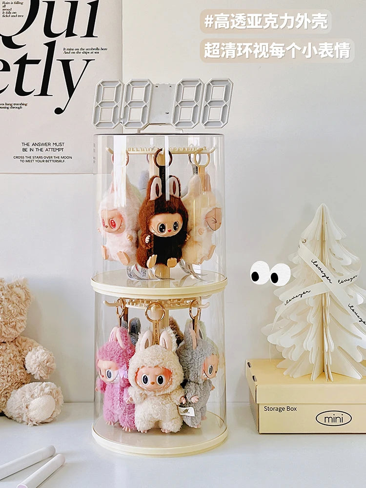 New Labu Pendant Display Box Rotating Transparent Labu Doll Handmade Blind Box Storage Display Stand Decorative Accessories