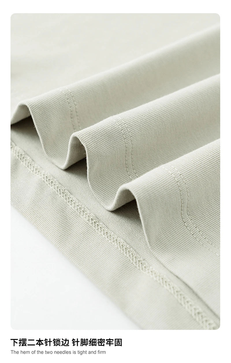 ZODF New 2025 Men Basic Solid 255gsm Cotton T-Shirts Unisex Loose Breathable Comfortable T Shirt Brand Clothes HY0973