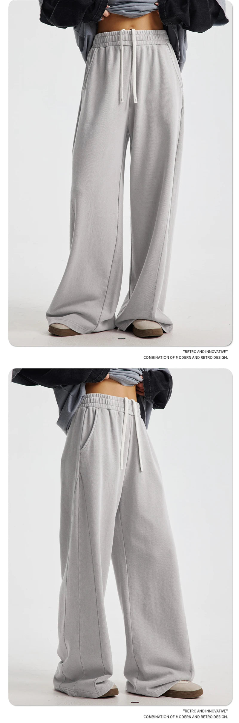 ZODF Retro 2025 Autumn Men 380gsm Washed Cotton Pants Unisex Patchwork Distressed Heavyweight Loose Solid Terry Trousers HY1071