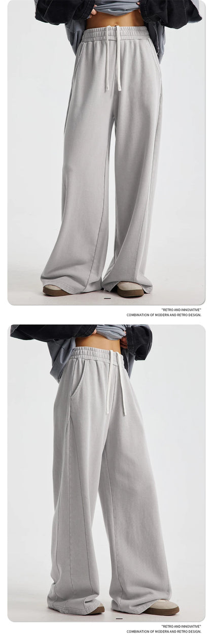 ZODF Retro 2025 Autumn Men 380gsm Washed Cotton Pants Unisex Patchwork Distressed Heavyweight Loose Solid Terry Trousers HY1071