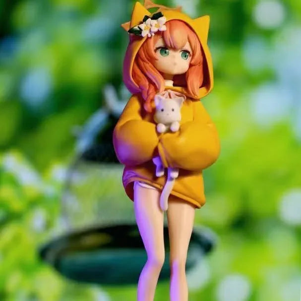 New Blue Archive Iroha Marie Figure Cat Ear Hoodie Anime Girl PVC Model Desktop Decoration Collectible Cute Toy Fans Gift 19cm