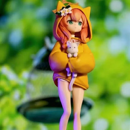 New Blue Archive Iroha Marie Figure Cat Ear Hoodie Anime Girl PVC Model Desktop Decoration Collectible Cute Toy Fans Gift 19cm