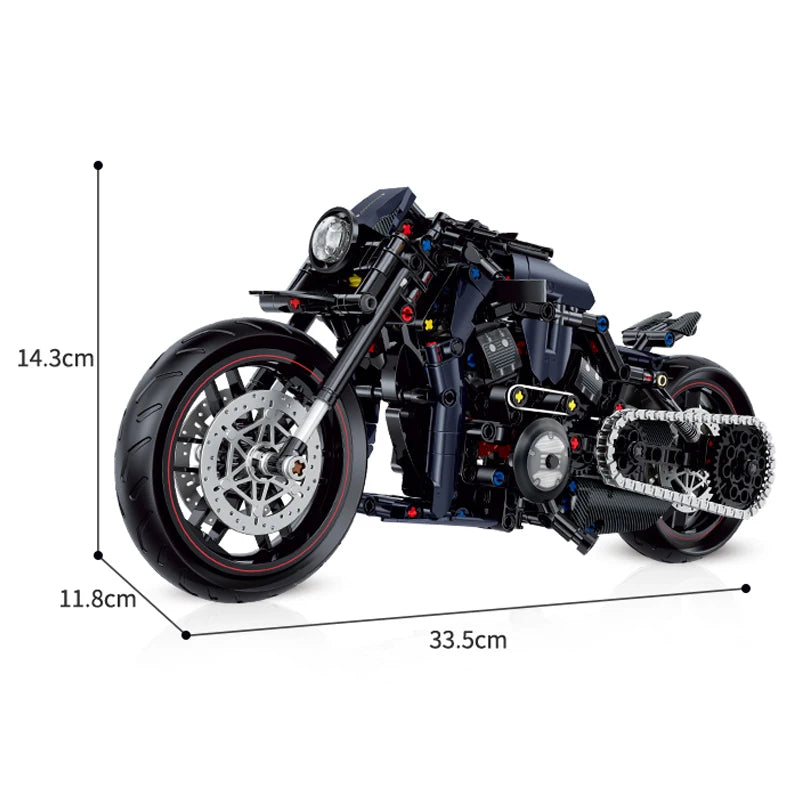 New 1:8 Night Racer Motorbike Building Blocks Sets MOC Bricks Motorcycle Model Christmas Gifts for Boys Kids Children 500+pcs