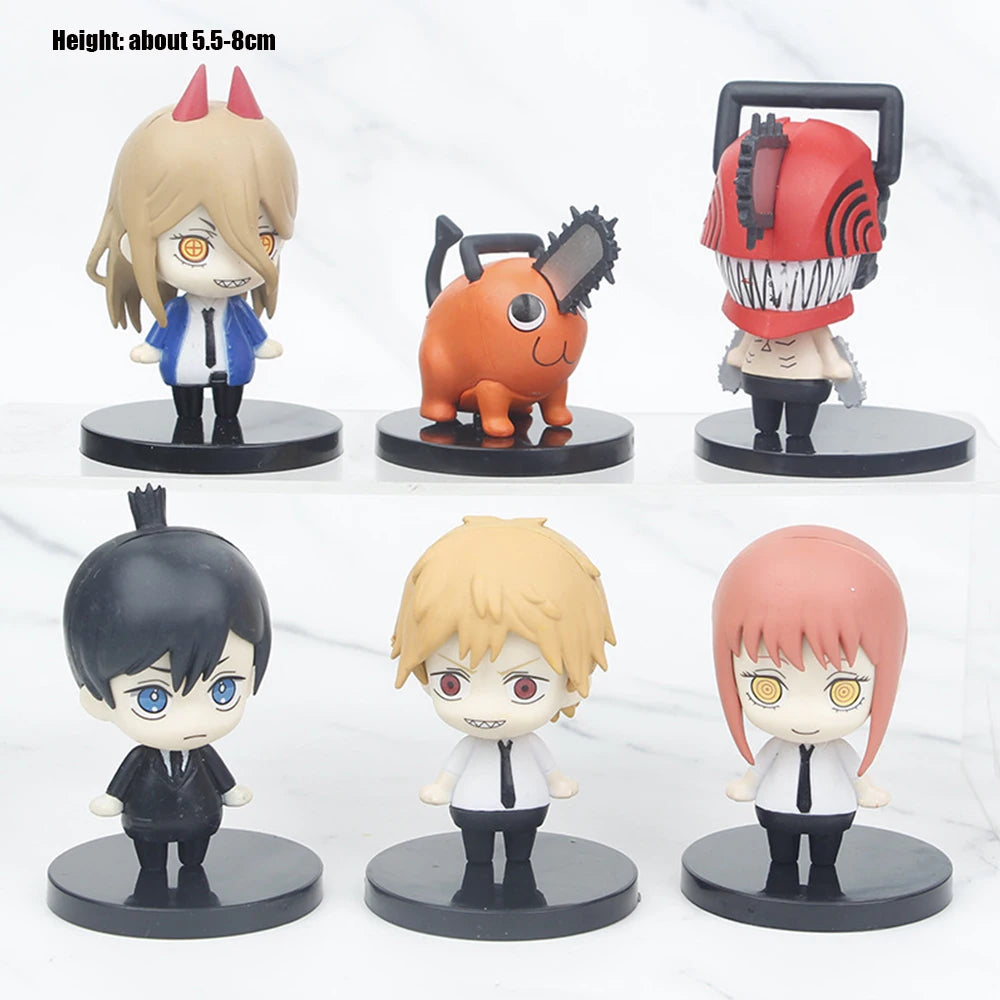 Hot 6pcs Set Chainsaw Man Anime PVC Figure Collection Denji Pochita Action Model Toys Gift - DJR-6Pcs-C