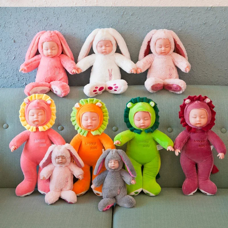 Lifelike Reborn Baby Dolls Soft Body Realistic Newborn Dolls Sleeping Girl Dolls Stuffed Toy Easter Stuffed Animal Bunny Rabbit