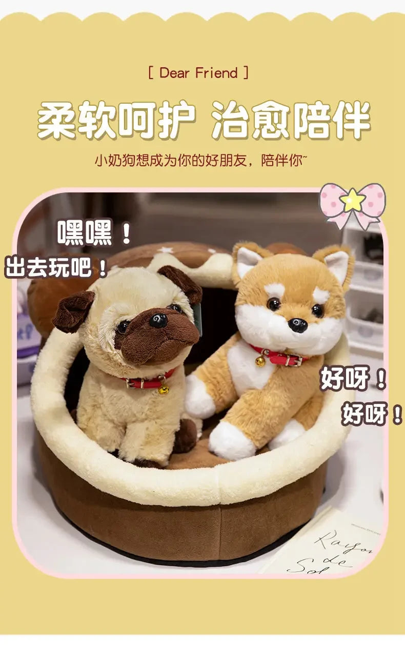 Cute Dog Plush Toy Soft Kawaii Puppy Doll Cartoon Animal Corgi Shiba Inu Pug Dog Stuffed Pillow Children Birthday Christmas Gift